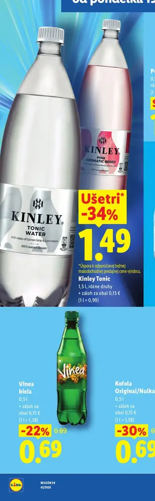 Kinley Tonic 1,5 l