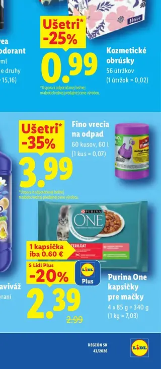 Kozmetické obrúsky 56 útržkov