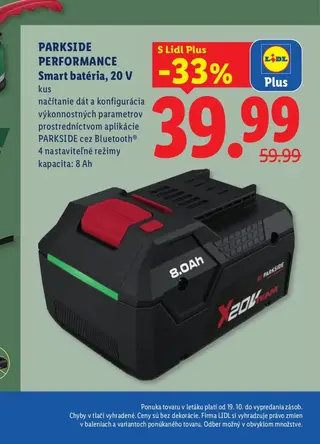 PARKSIDE PERFORMANCE Smart batéria, 20 V