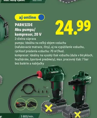 Parkside Aku pumpa/kompresor, 20 V