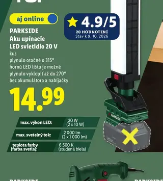PARKSIDE Aku upínacie LED svietidlo 20 V