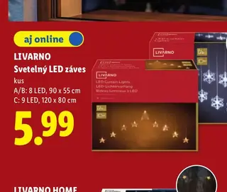 Livarno Svetelný LED záves 8 LED, 90 x 55 cm