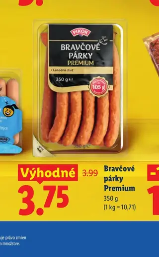Pikok Bravčové párky Premium 350 g