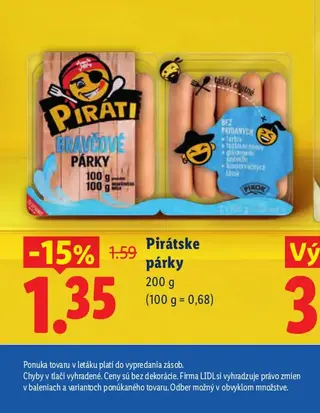 Pikok Pirátske párky 200 g