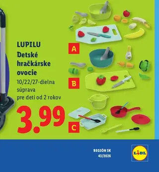 Lupilu Detské hračkárske ovocie 10/22/27-dielna súprava