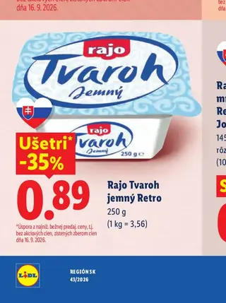 Rajo Tvaroh jemný Retro 250 g