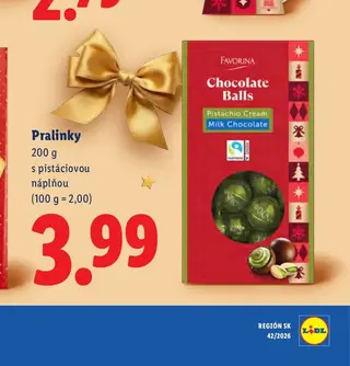 Pralinky s pistáciovou náplňou 200 g