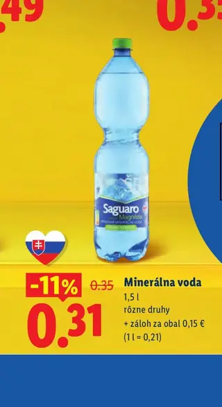 Minerálna voda Saguaro Magnézia 1,5 l rôzne druhy
