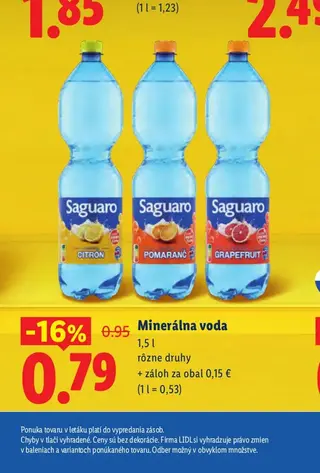 Minerálna voda Saguaro 1,5 l rôzne druhy
