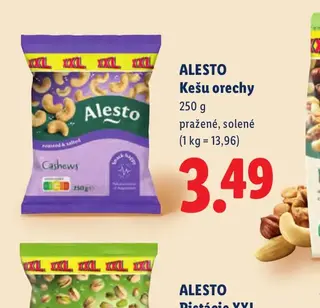 Alesto Kešu orechy 250 g pražené, solené