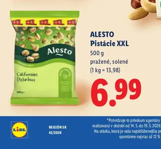 Alesto Pistácie XXL 500 g pražené, solené