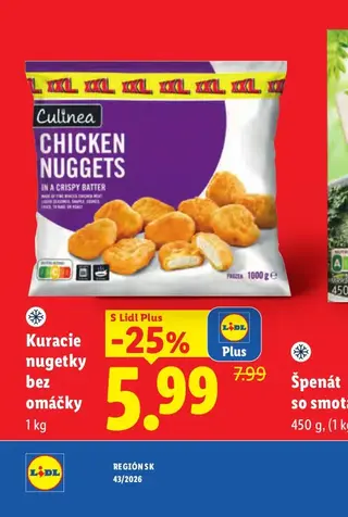 Culinea Kuracie nugetky bez omáčky 1 kg