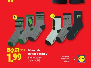 Minecraft Detské ponožky 3 páry v balení