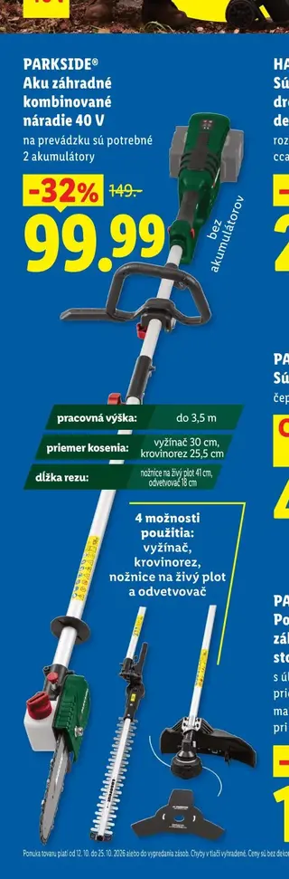 Parkside Aku záhradné kombinované náradie 40 V