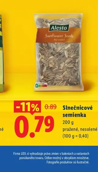 Slnečnicové semienka 200 g pražené, nesolené