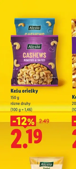 Alesto Kešu oriešky 150 g