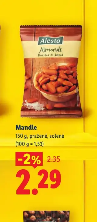 Alesto Mandle 150 g pražené, solené