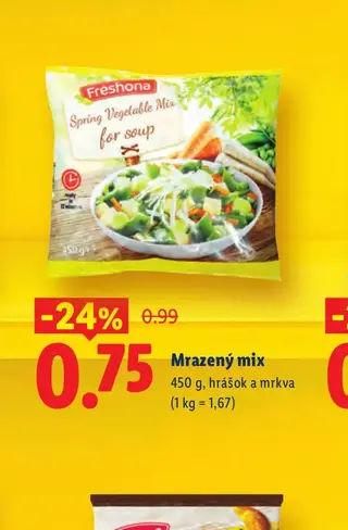 Mrazený mix hrášok a mrkva 450 g