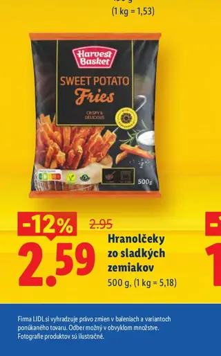 Hranolčeky zo sladkých zemiakov 500 g
