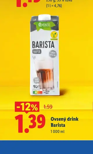 Vemondo ovsený drink Barista 1000 ml