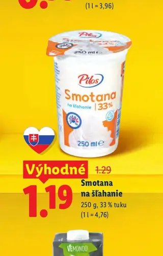 Pilos smotana na šľahanie 250 g