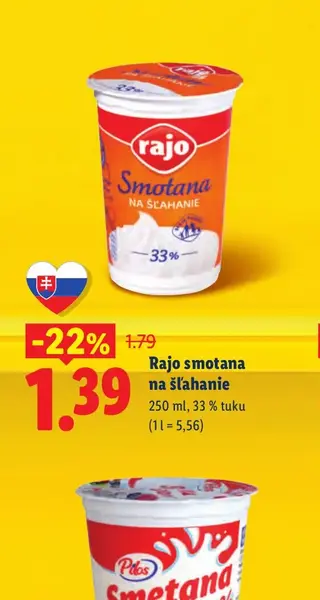 Rajo smotana na šľahanie 250 ml