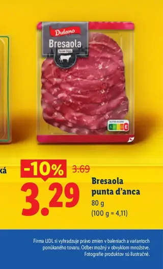 Dulano Bresaola punta d'anca 80 g