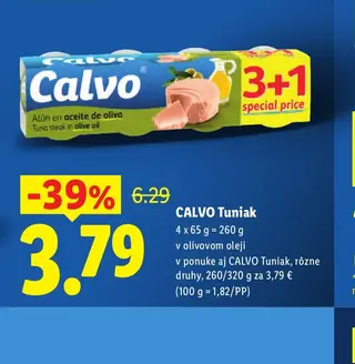 CALVO Tuniak v olivovom oleji 4 x 65 g