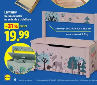Livarno Detská lavička na sedenie s truhlicou