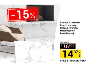 Gres Statuario Vera 120x60 cm