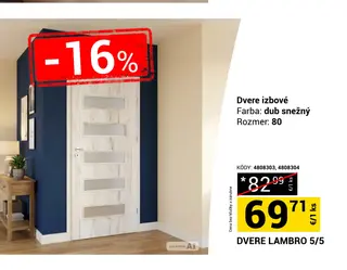 Dvere izbové Lambro 5/5 dub snežný 80