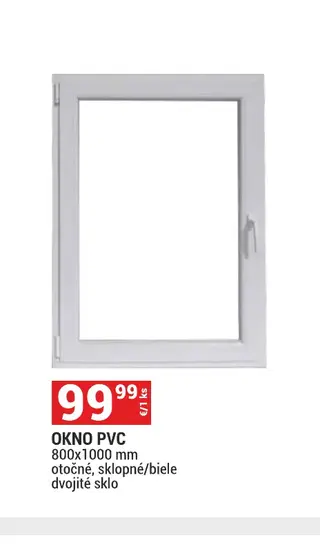 Okno PVC 800x1000 mm otočné, sklopné/biele dvojité sklo