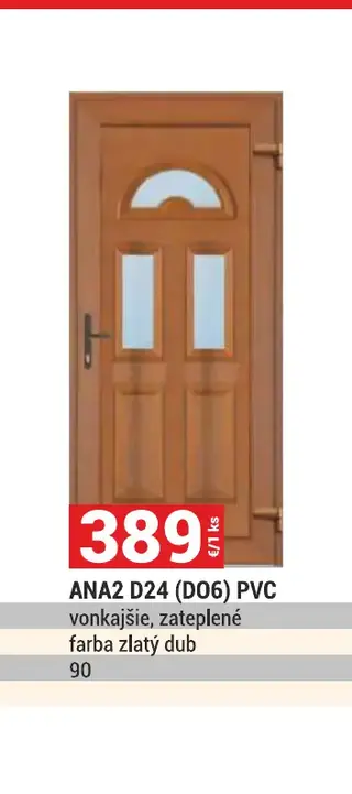 Ana2 D24 (D06) PVC vonkajšie, zateplené, farba zlatý dub, 90