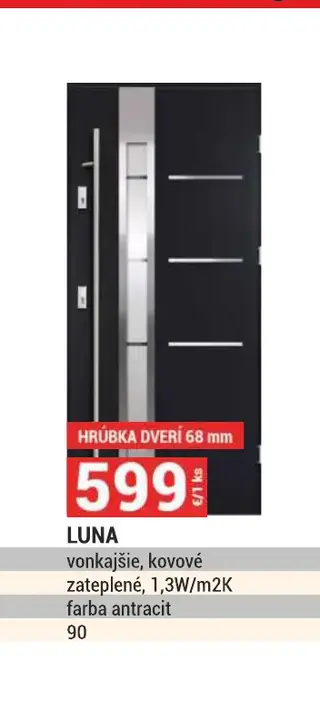 Luna vonkajšie, kovové zateplené, 1,3W/m2K, farba antracit, 90