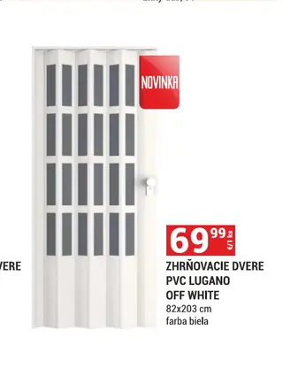 Zhrňovacie dvere PVC Lugano Off White 82x203 cm
