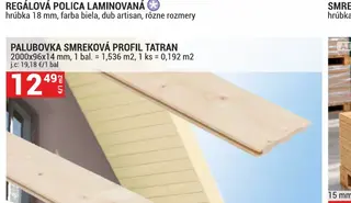 Palubovka smreková profil Tatran 2000x96x14 mm