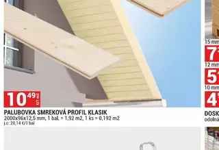 Palubovka smreková profil Klasik 2000x96x12,5 mm