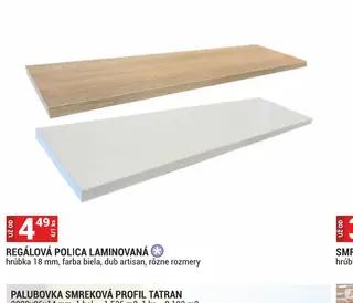 Regálová polica laminovaná hrúbka 18 mm