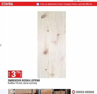 Smreková doska lepená hrúbka 18 mm