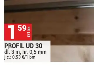 Profil UD 30 dl. 3 m, hr. 0,5 mm