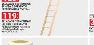 Skladacie segmentové schody s dreveným rebríkom OLO 70x120 cm