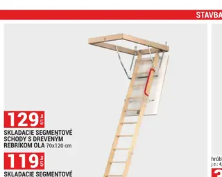Skladacie segmentové schody s dreveným rebríkom OLA 70x120 cm