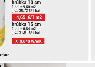 Sklená vlna URSA Komfort hrúbka 15 cm