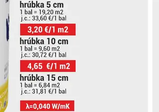 Sklená vlna URSA Komfort hrúbka 10 cm