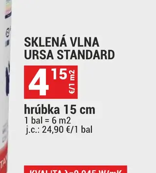 Sklená vlna URSA Standard hrúbka 15 cm