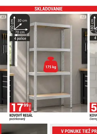 Kovový regál pozinkovaný 4 police
