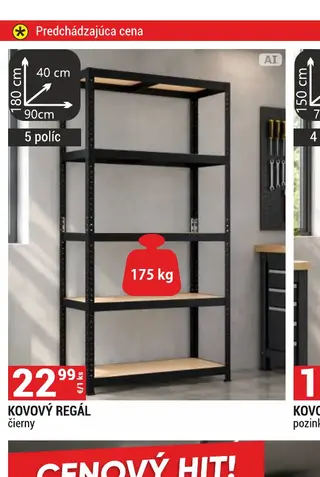 Kovový regál čierny 5 políc