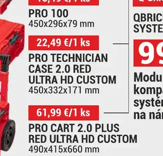 Qbrick Pro Technician Case 2.0 Red Ultra HD Custom 450x332x171 mm