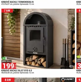 Krbové kachle Blist B10 4.0 46x93x38 cm, priemer dymovodu 12 cm