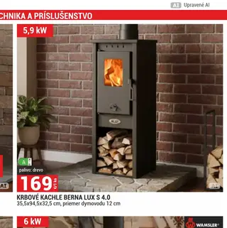 Krbové kachle Berna Lux S 4.0 35,5x94,5x32,5 cm, priemer dymovodu 12 cm